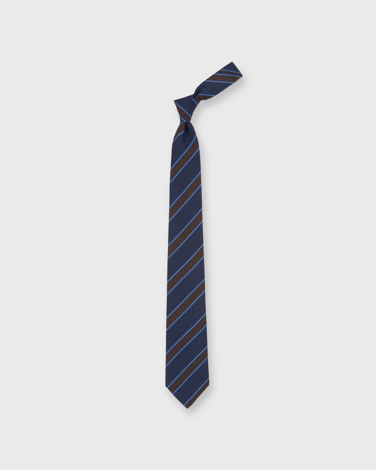 Irish Poplin Tie Navy/Chocolate/Sky Stripe