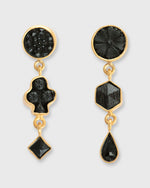 Load image into Gallery viewer, Three Charm Moving Drop Earrings Black
