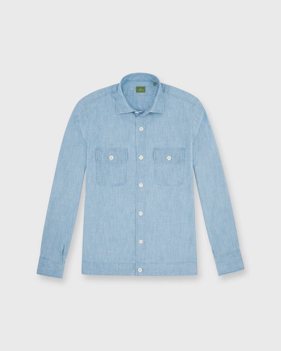 Band-Hem Work Shirt in Extra Light Washed Chambray | Shop Sid Mashburn