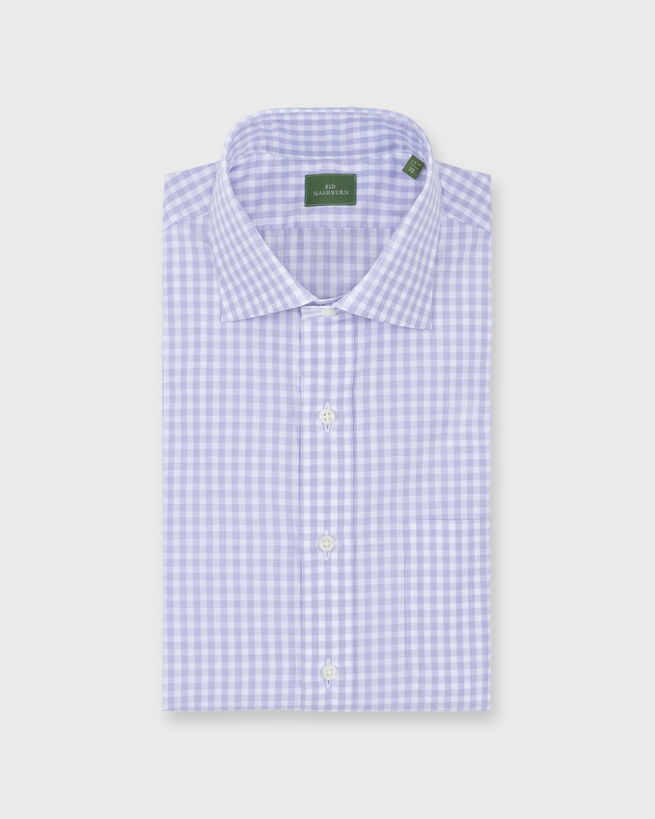 Spread Collar Dress Shirt in Lavender Gingham Poplin
