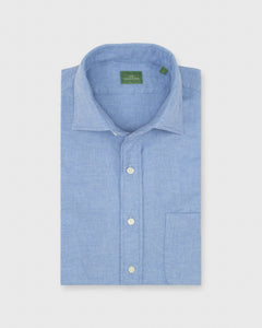 Spread Collar Sport Shirt in Light Blue Flannel