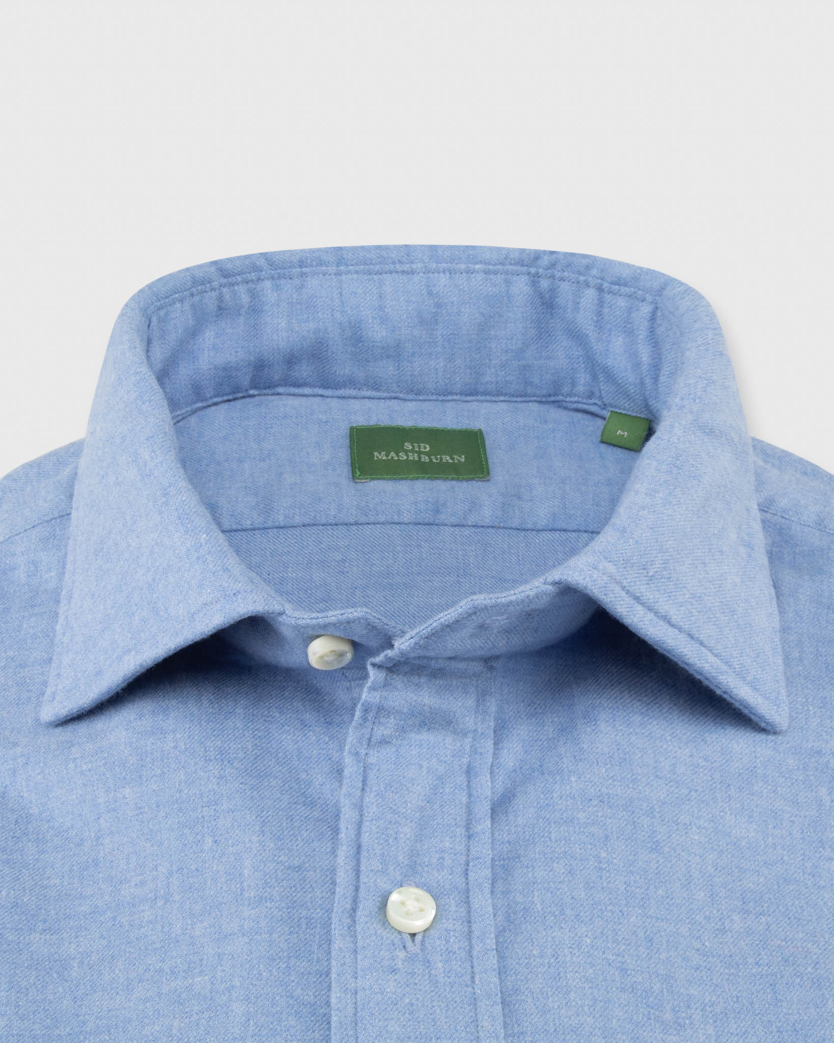 Spread Collar Sport Shirt in Light Blue Flannel