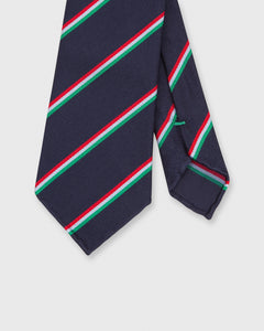 Silk Woven Tie Navy/Red/Sky/Green Bar Stripe