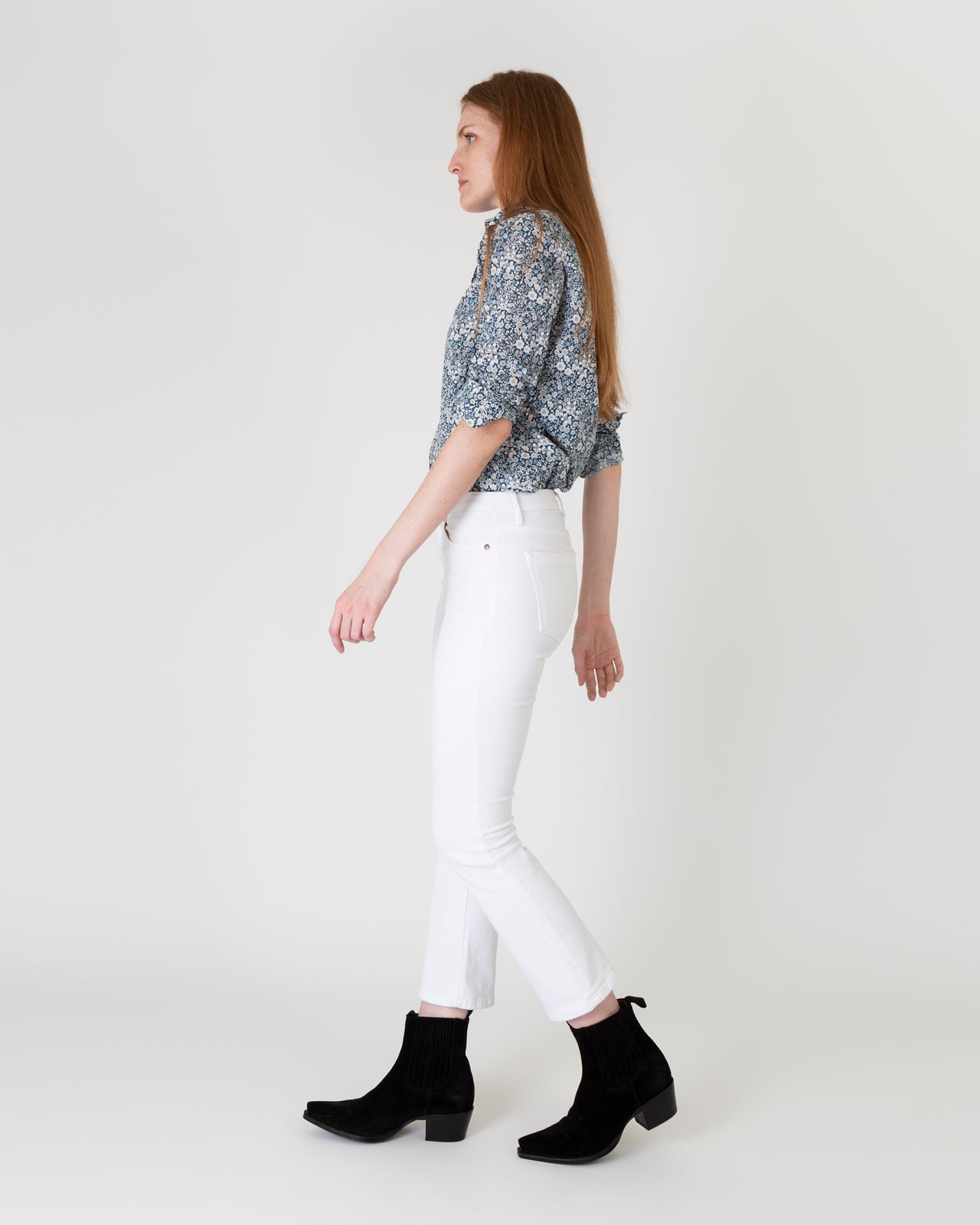Tomboy Popover Shirt in Blue Multi June's Meadow Liberty Fabric