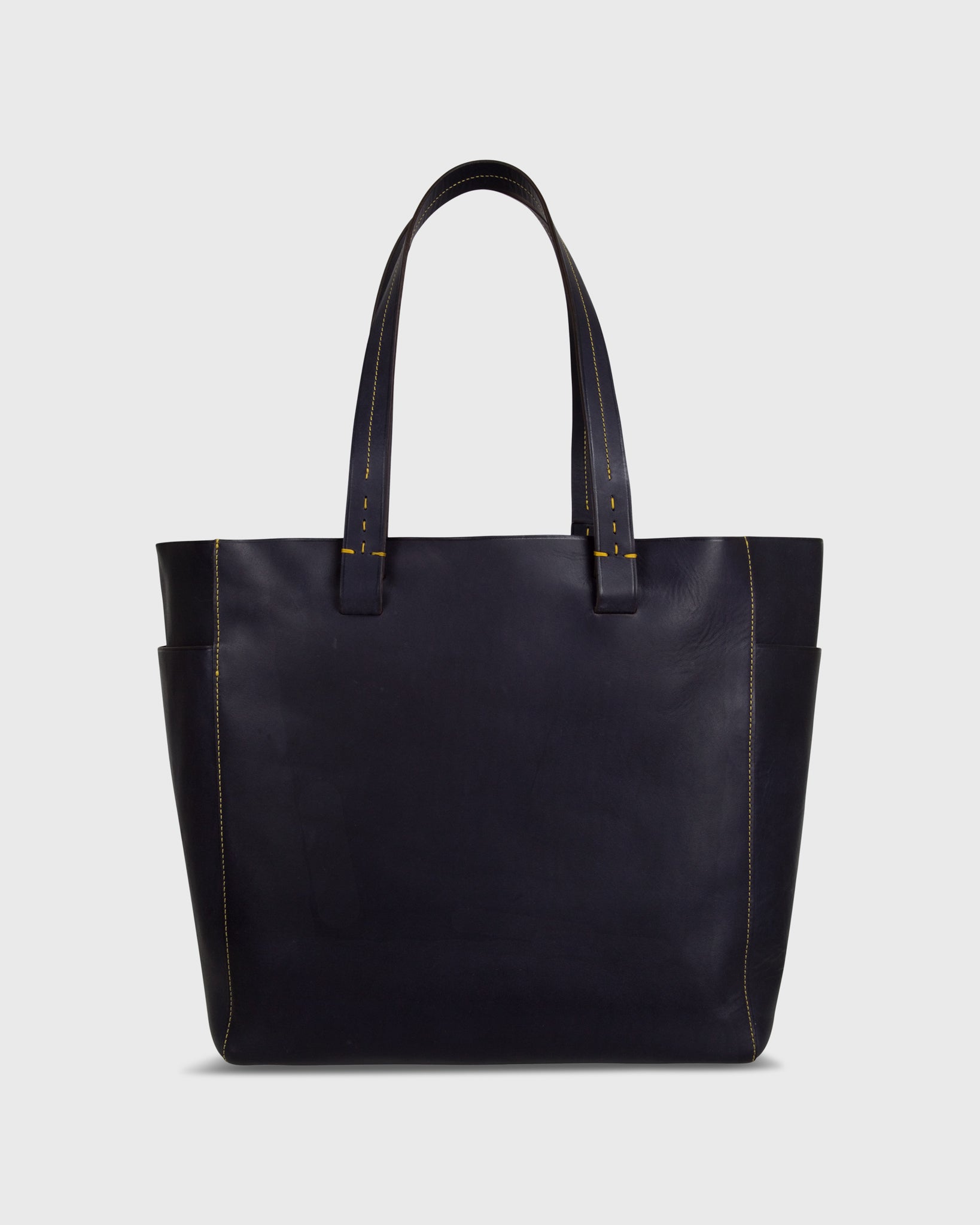 Leather Tote with Trolley Strap Navy