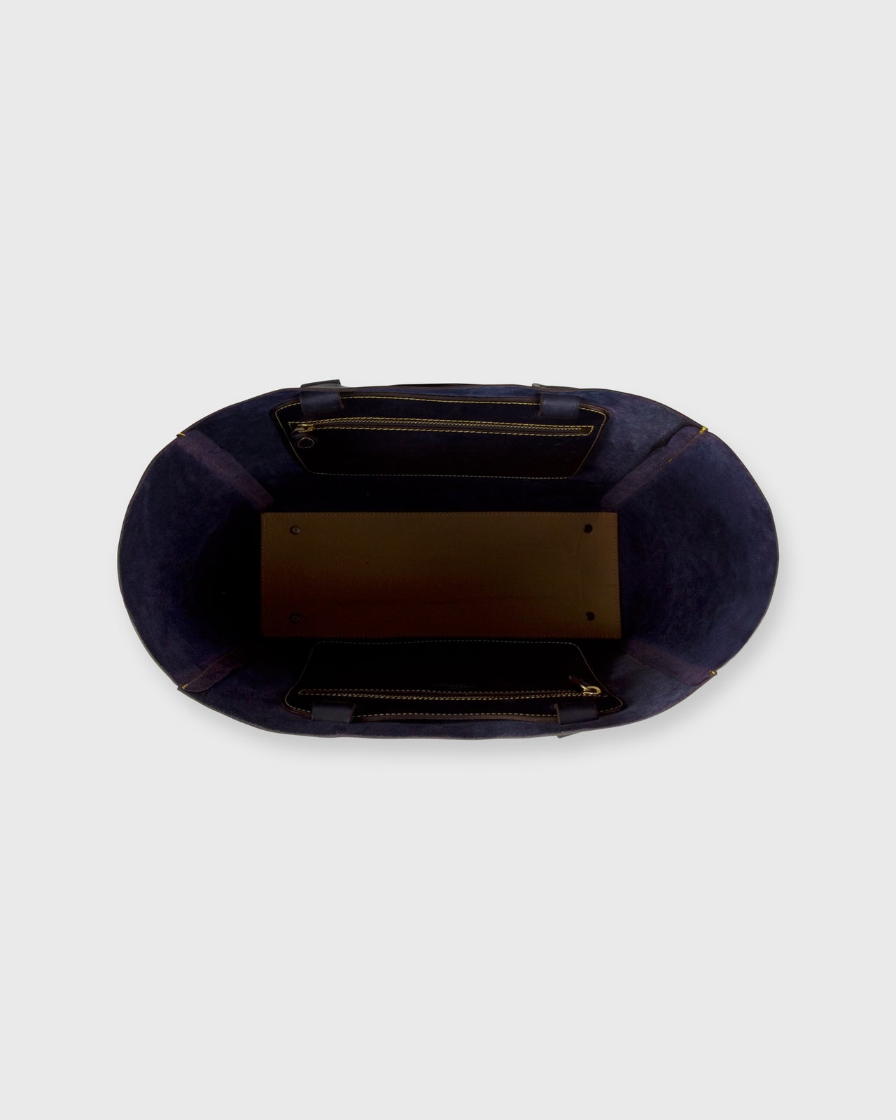 Leather Tote with Trolley Strap Navy