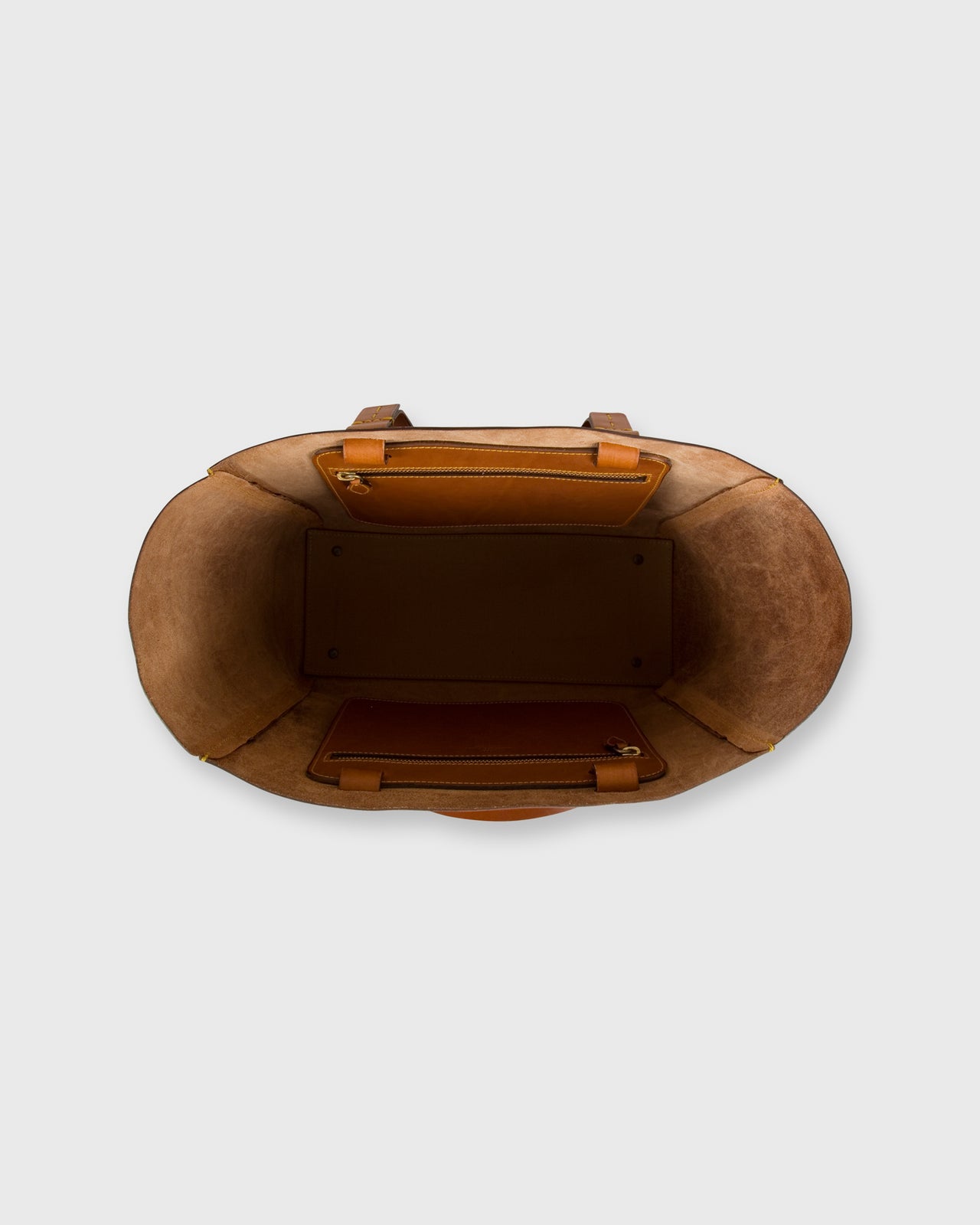 Leather Tote with Trolley Strap English Tan