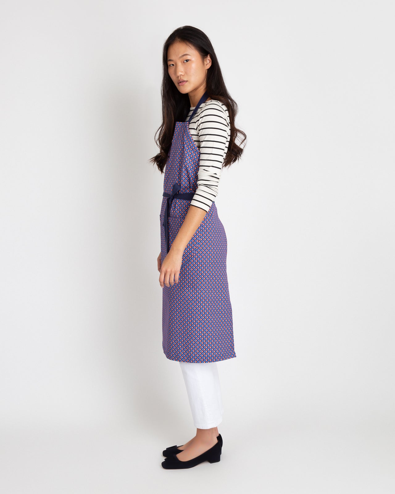 Apron Blue/Red Diams Liberty Fabric