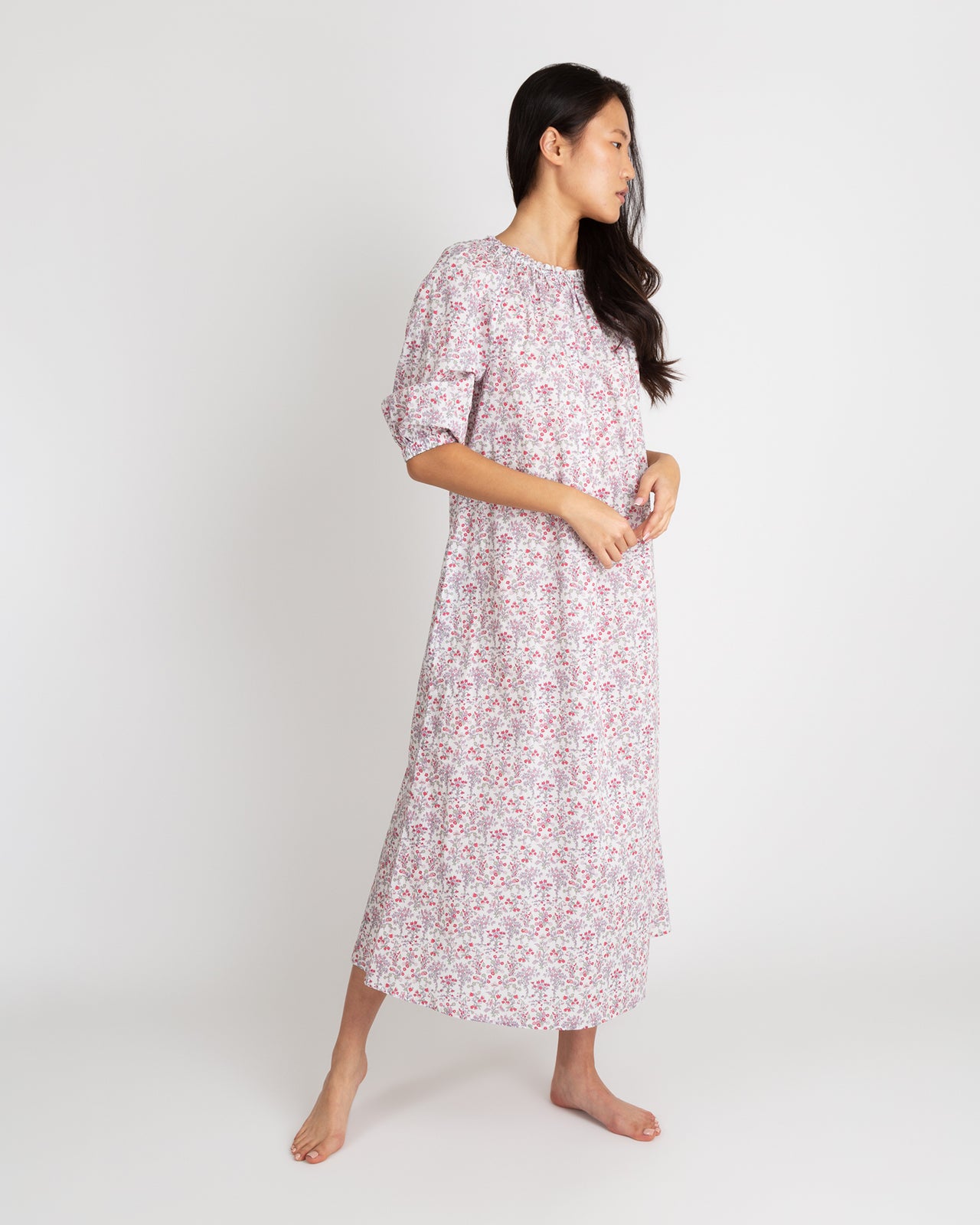 Lucy Nightdress Pink/White Devon Dance Liberty Fabric