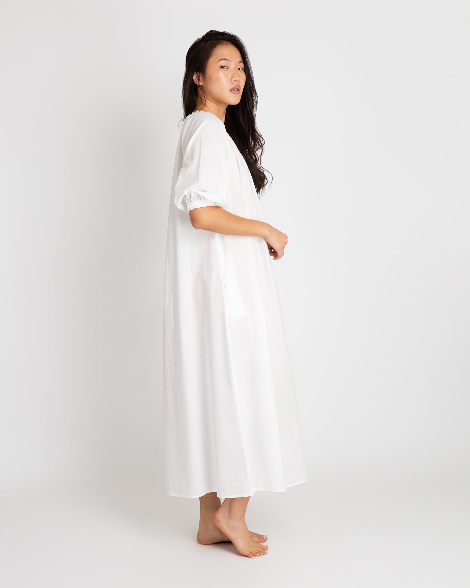 Lucy Nightdress in White Cotton Lawn - Xs by Ann Mashburn Lucy Nightdress in White Cotton Lawn - Xs by Ann Mashburn