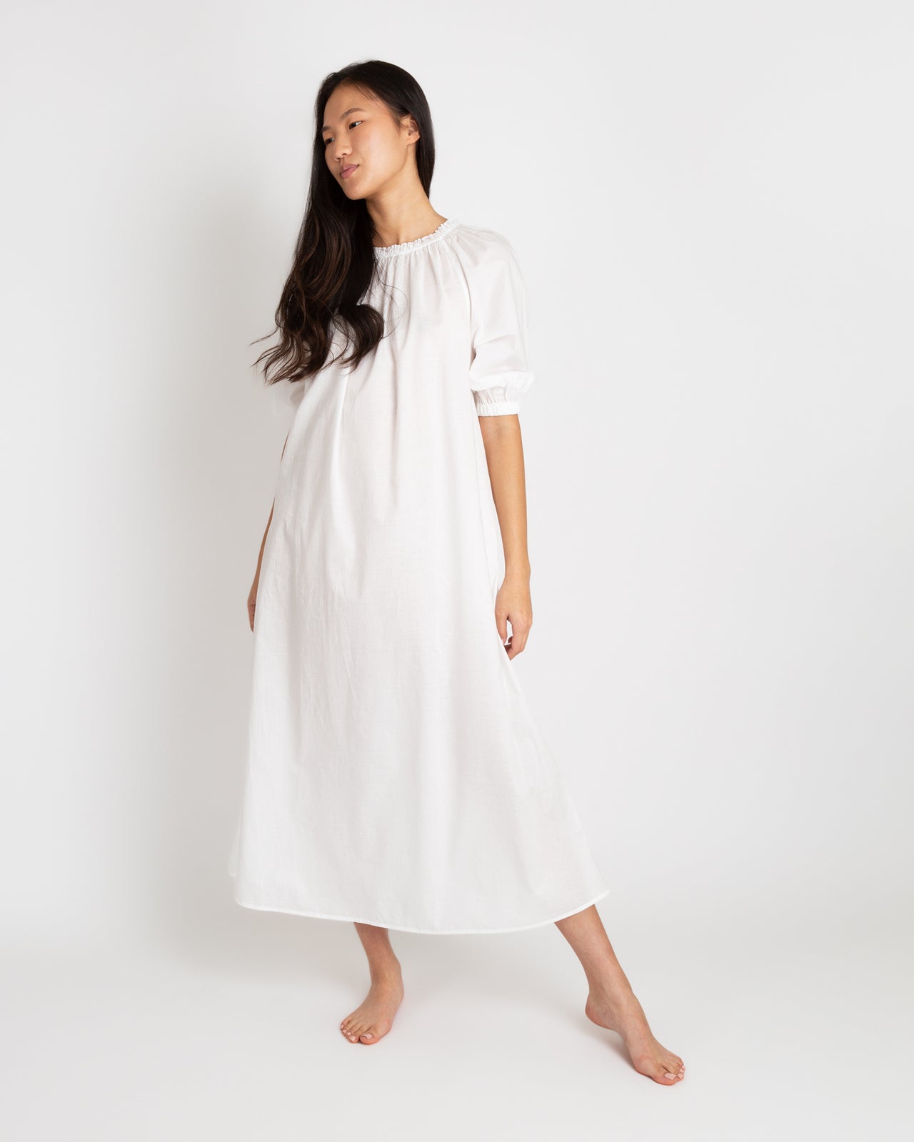 cotton lawn dress Lucy Nightdress in White Cotton Lawn
