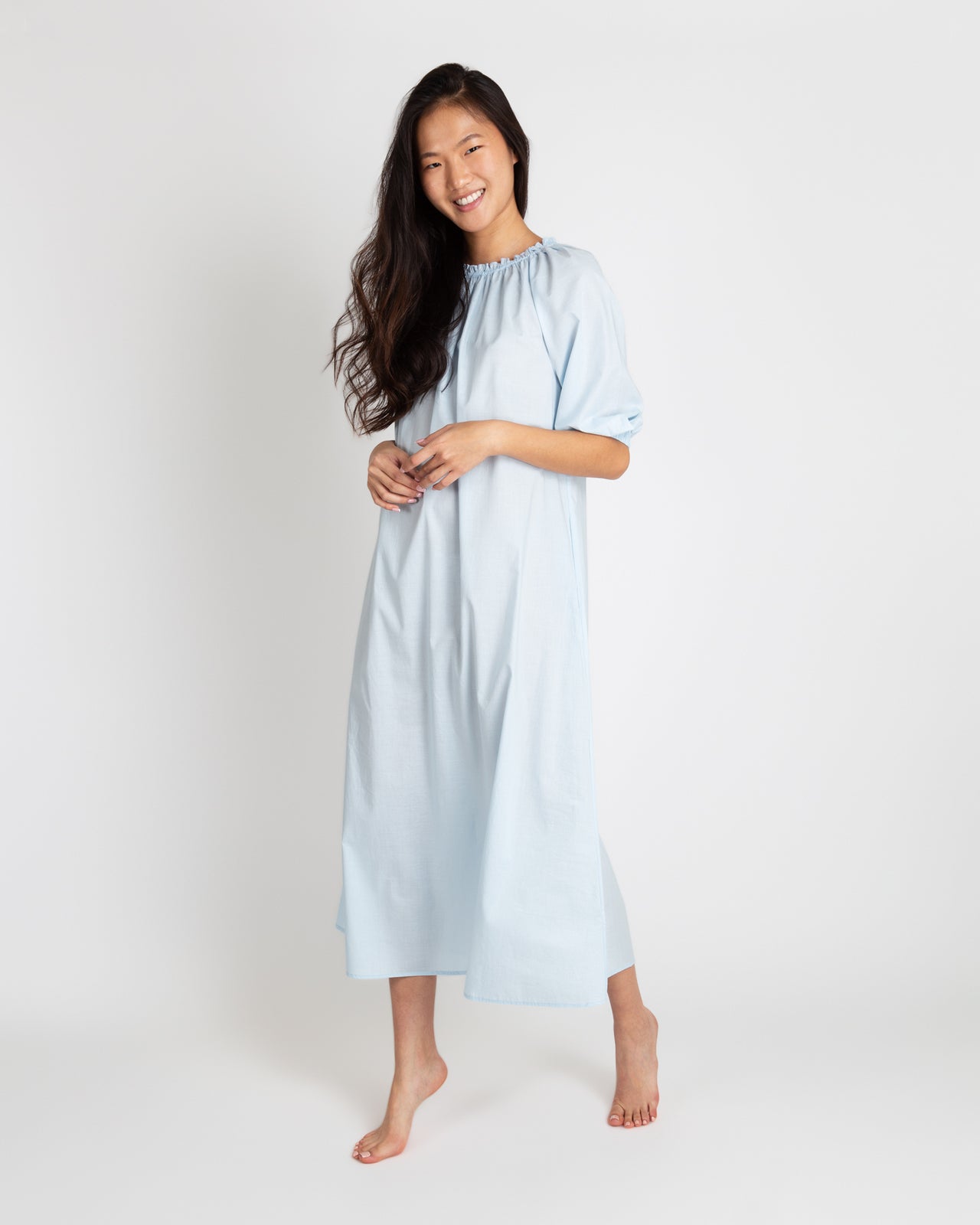 Lucy Nightdress Pale Blue Cotton Lawn