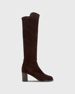 Load image into Gallery viewer, Heeled Pull-On Boot in Chocolate Suede
