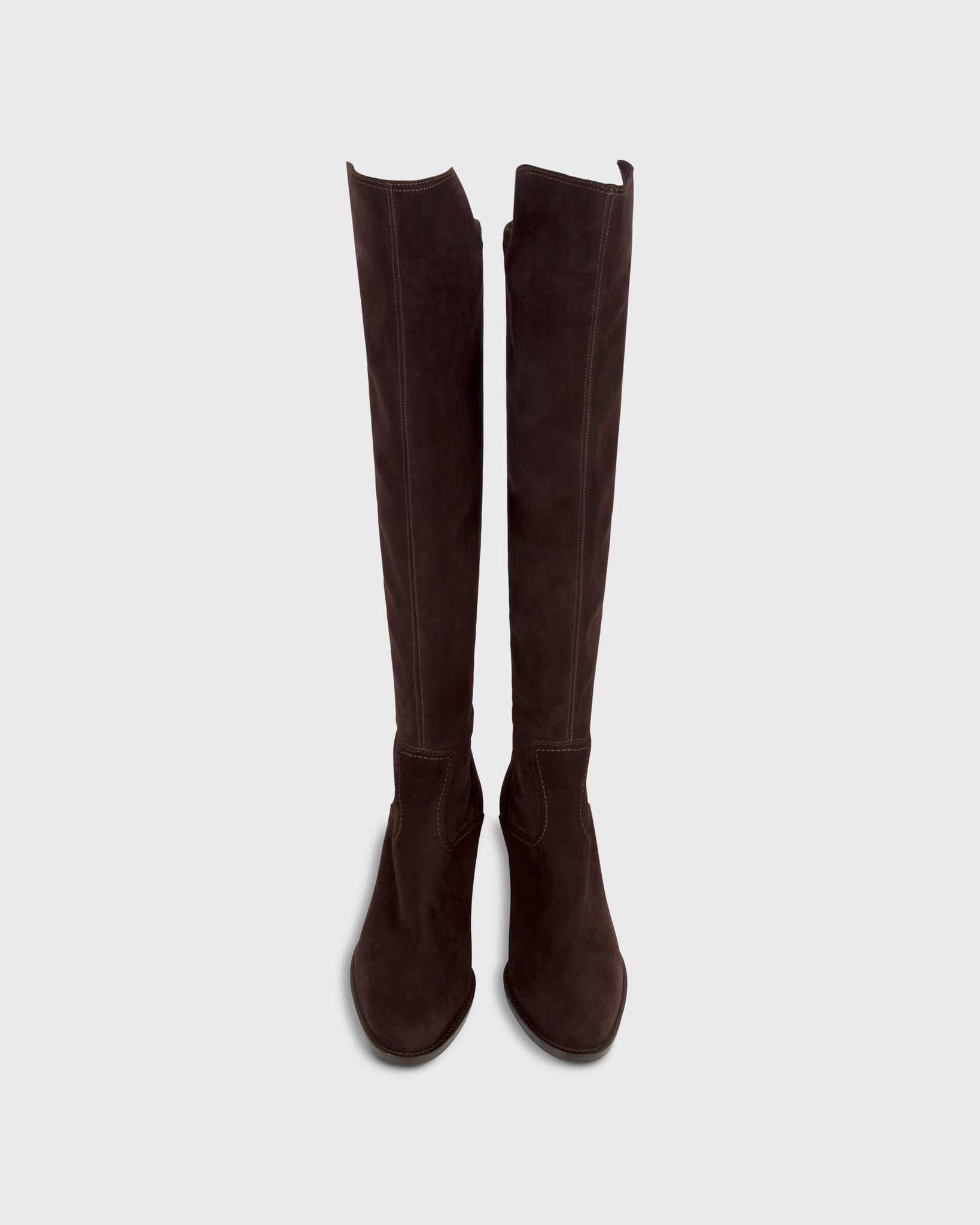 Heeled Pull-On Boot in Chocolate Suede