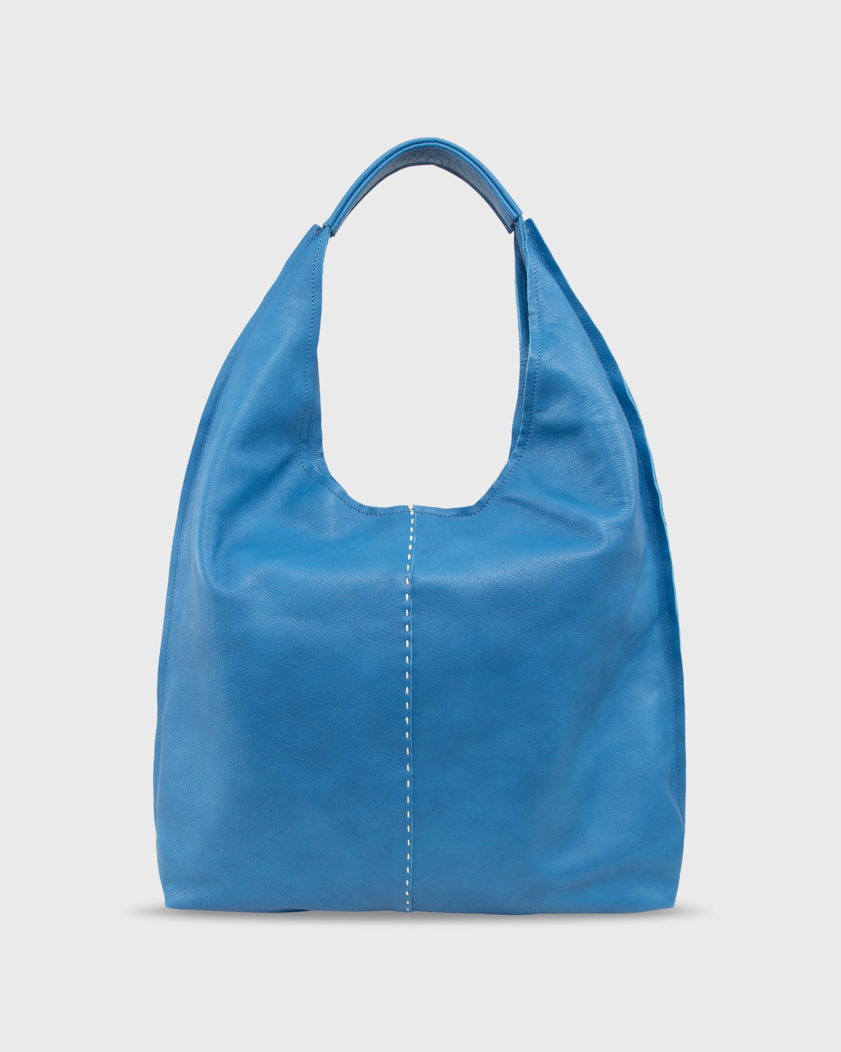 Large Artisan Soft Hobo Bag in Celeste Blue Leather