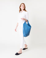 Load image into Gallery viewer, Large Artisan Soft Hobo Bag in Celeste Blue Leather
