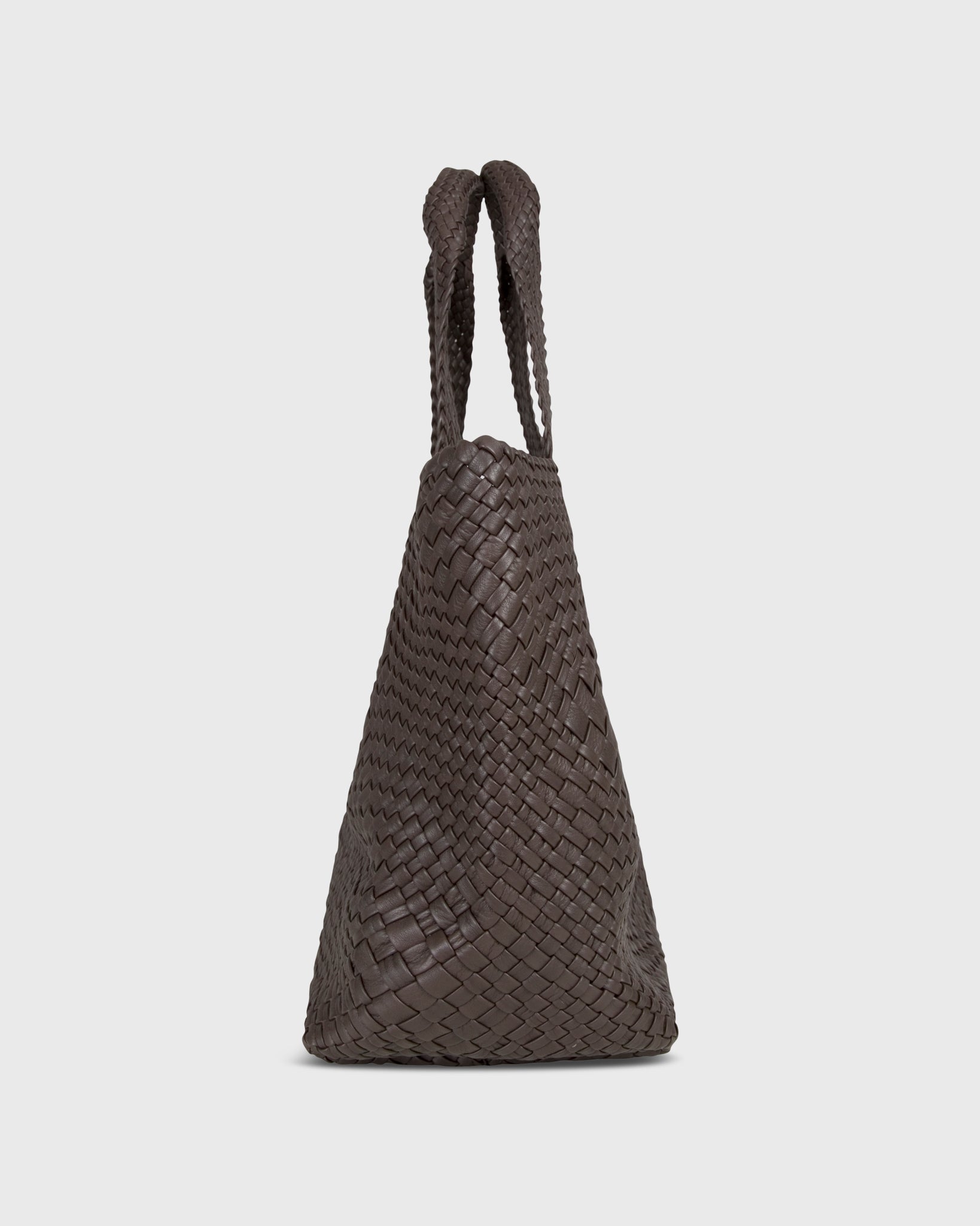 Mercato Handwoven Tote in Chocolate Leather