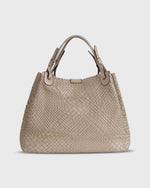 Load image into Gallery viewer, Cate Handwoven Satchel Bag in Beige Leather
