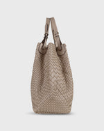 Load image into Gallery viewer, Cate Handwoven Satchel Bag in Beige Leather
