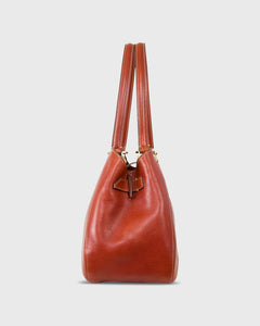 Alissa Satchel Bag in English Tan Leather