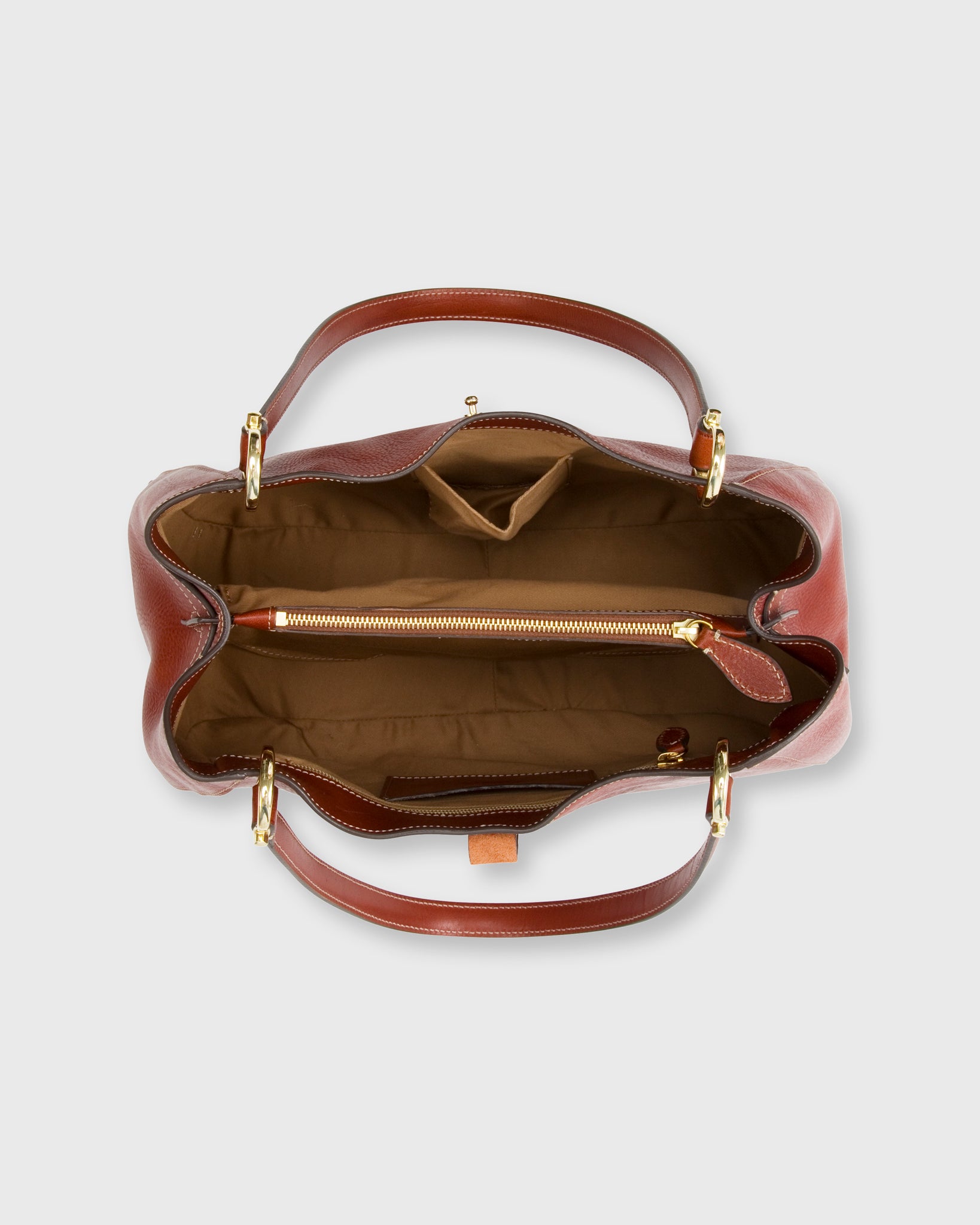 Alissa Satchel Bag in English Tan Leather
