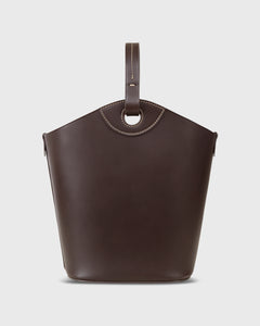 Bucket Tote in Dark Brown Leather
