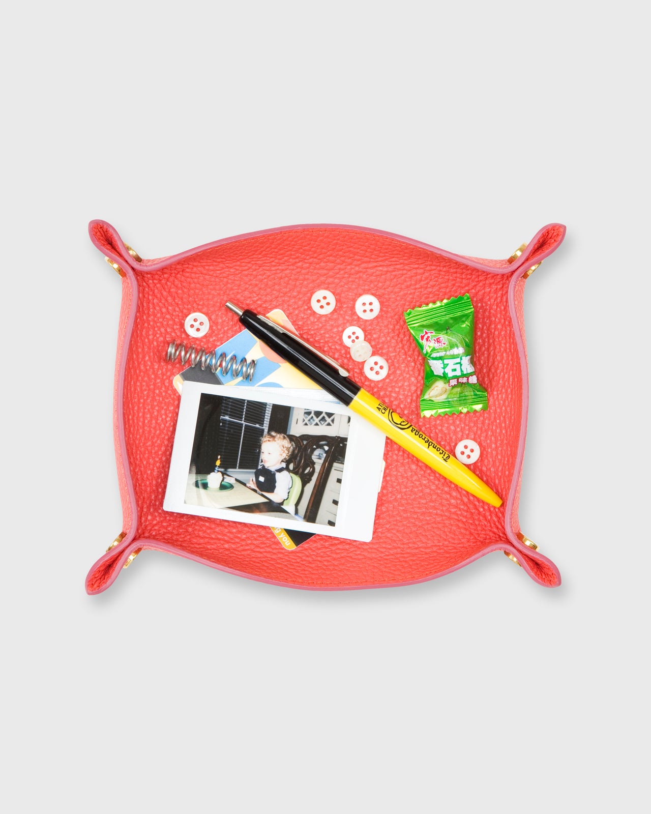 Soft Medium Rectangle Tray in Geranium Leather