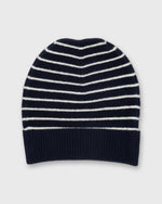 Load image into Gallery viewer, Stripe Jersey Hat in Navy/Ivory Cashmere
