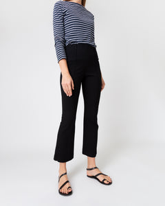 Faye Flare Cropped Pant in Black Waffle Crepe