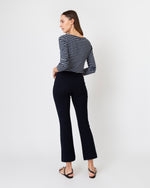 Load image into Gallery viewer, Faye Flare Cropped Pant in Ink Waffle Crepe
