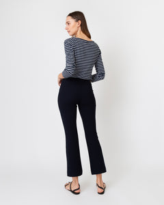 Faye Flare Cropped Pant in Ink Waffle Crepe