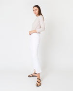 Load image into Gallery viewer, Faye Flare Cropped Pant in White Garment-Dyed Stretch Twill
