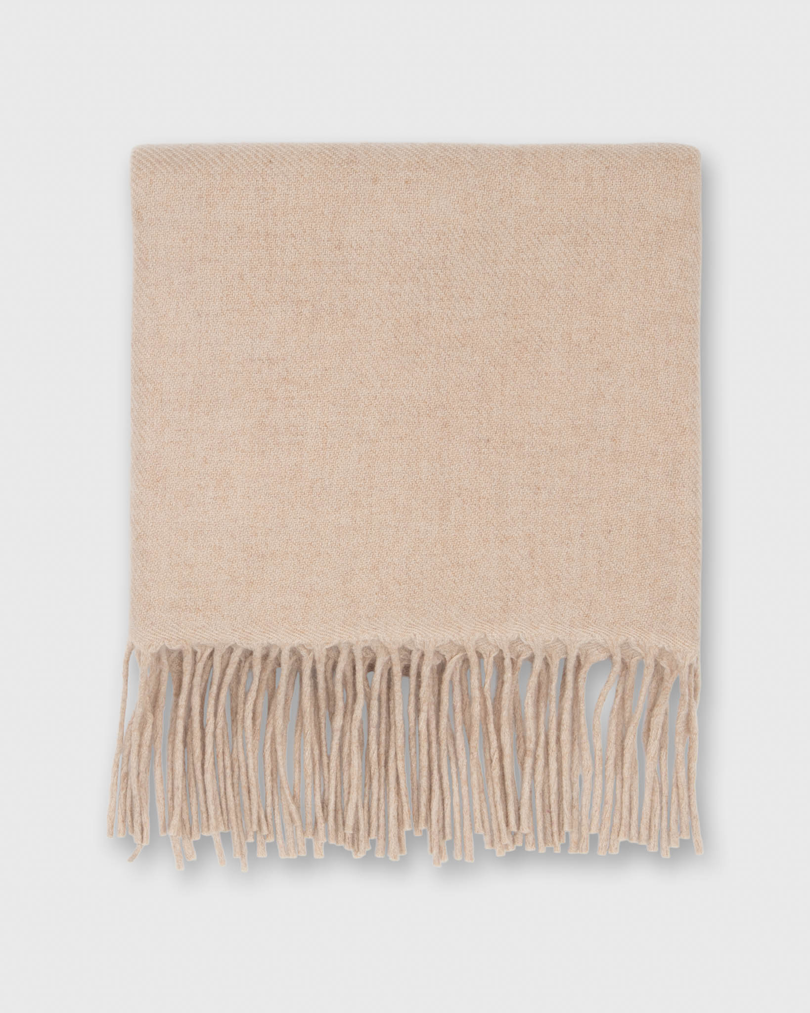 Handwoven Scarf in Pale Heather Wheat Brushed Cashmere Twill