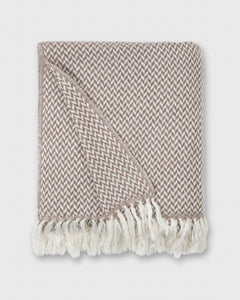 Chunky Knot Blanket in Brown/Ivory Mini Herringbone Cashmere
