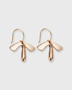 Leaf and Drop Earrings in Gold-Plated Brass