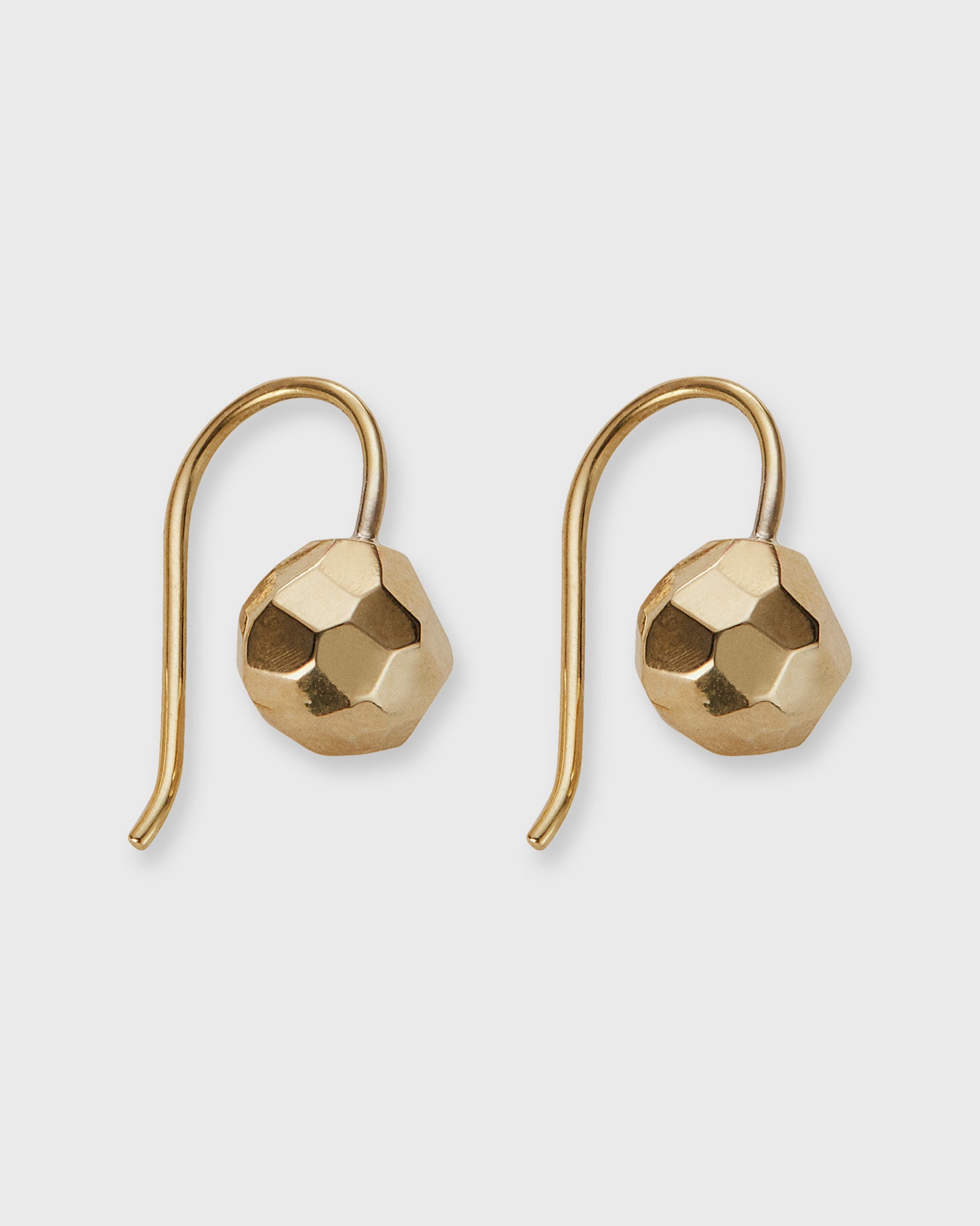 Round Bead Hook Earrings in Gold-Plated Brass