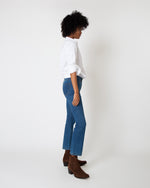 Load image into Gallery viewer, Flare Cropped 5-Pocket Jean in 3-Year Indigo Stretch Denim
