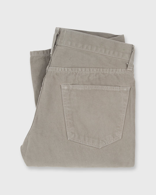 Slim Straight 5-Pocket Pant in Grey Garment-Dyed Canvas