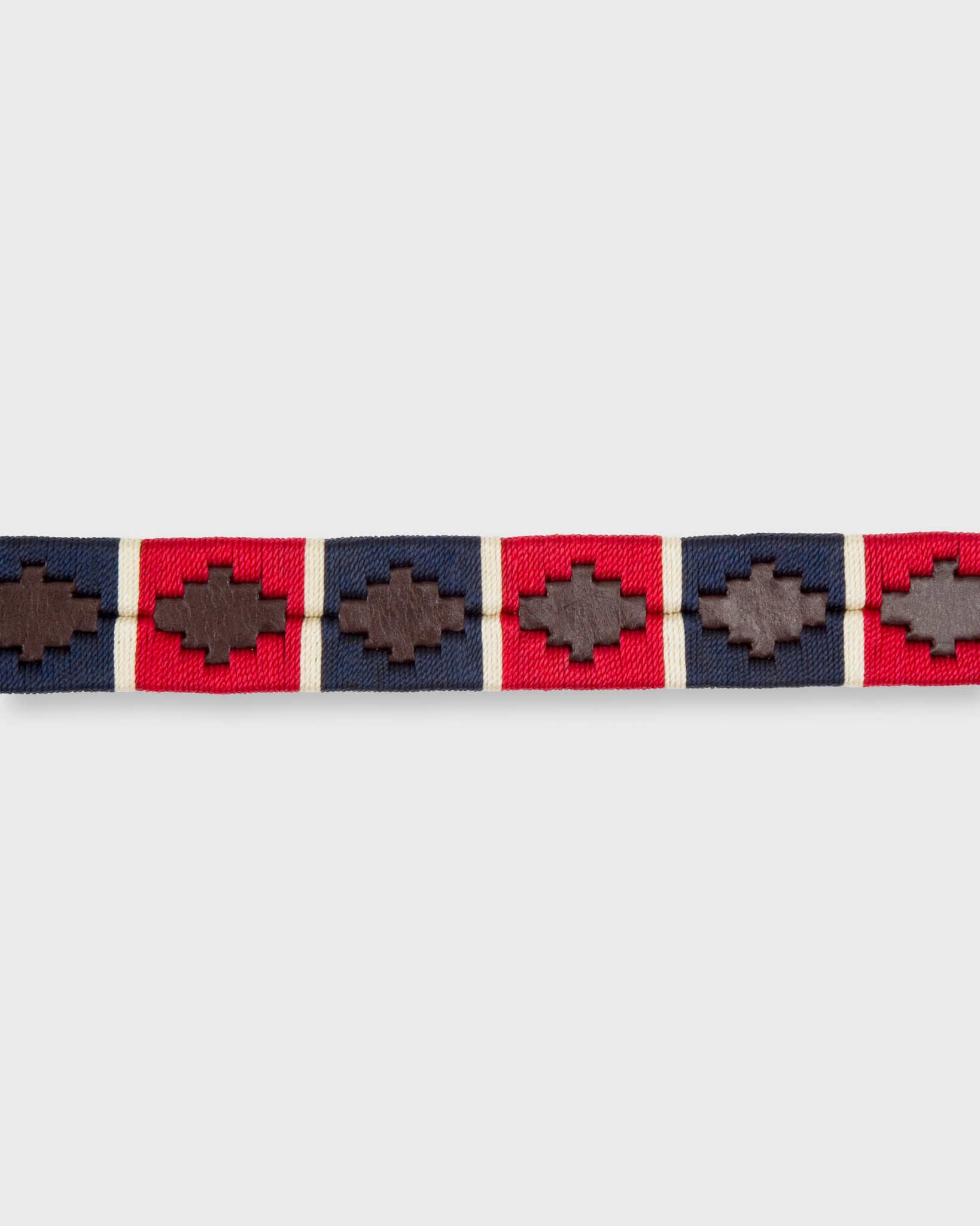 1 1/8" Polo Belt in Red/Navy/Cream Chocolate Leather