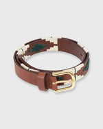 Load image into Gallery viewer, 1 1/8&quot; Polo Belt in Green/Bone Medium Brown Leather
