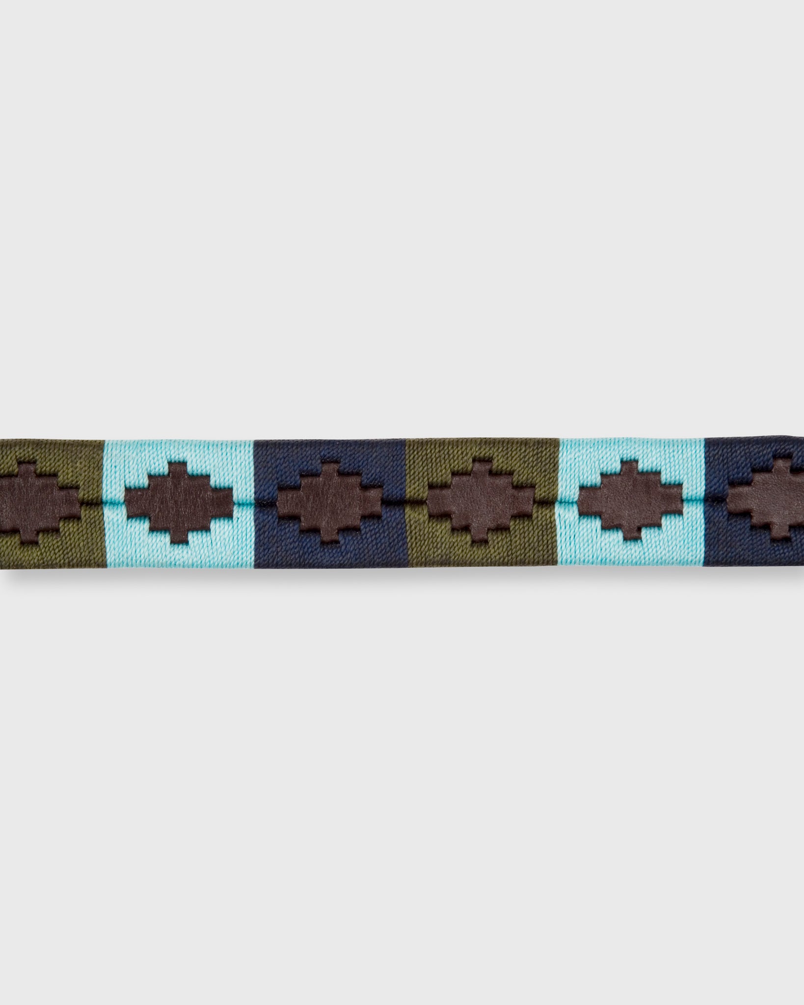 1 1/8" Polo Belt in Olive/Sky/Navy Chocolate Leather
