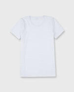 Load image into Gallery viewer, Short-Sleeved Relaxed Tee in White/Powder Blue Stripe Jersey
