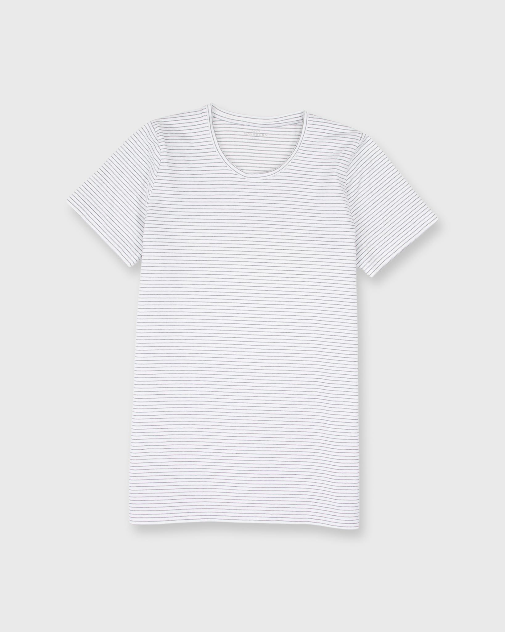 Short-Sleeved Relaxed Tee in White/Heather Grey Stripe Jersey