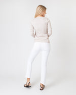 Load image into Gallery viewer, Long-Sleeved Boatneck Tee in Taupe/Ivory Stripe Compact Jersey

