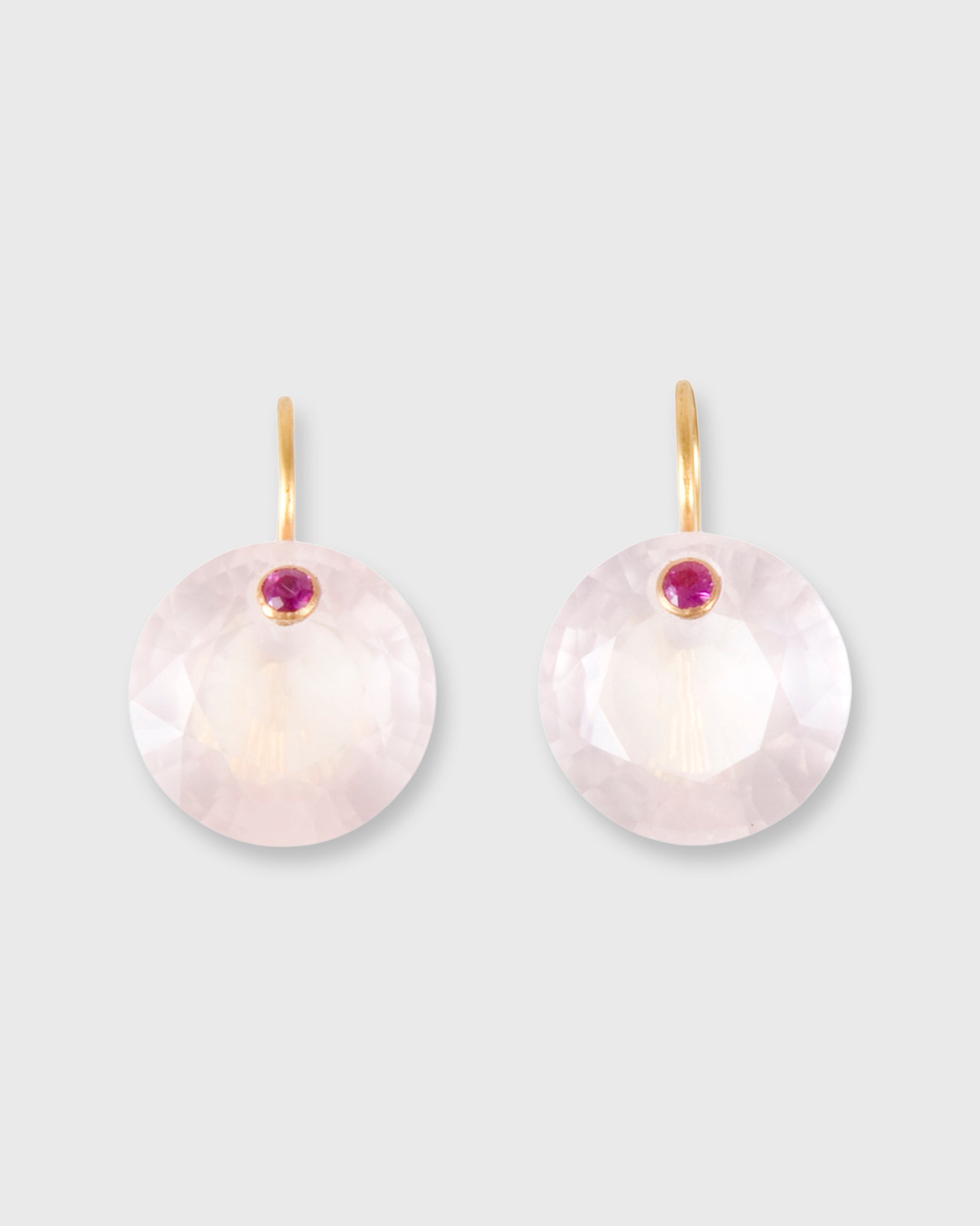 Round Gem Earrings in Rose Quartz/Pink Sapphire