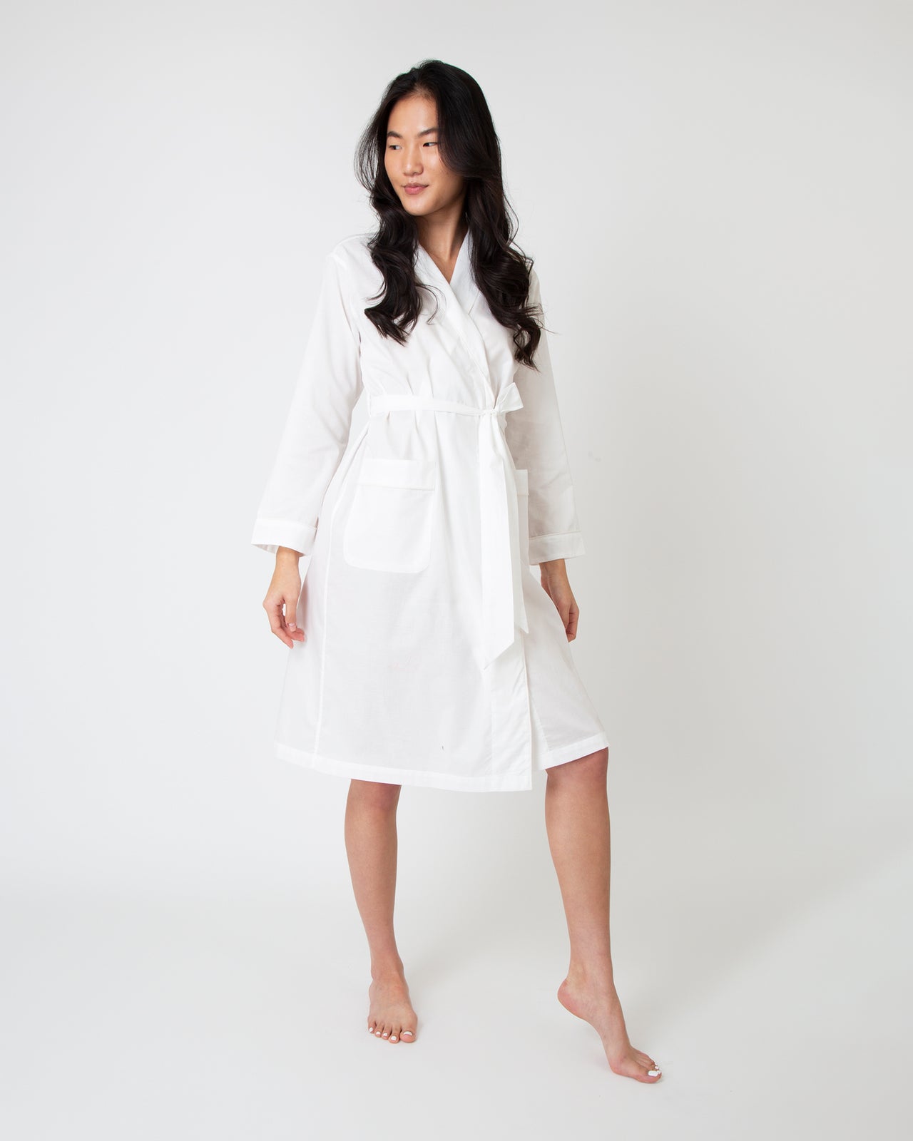 Darcey Robe in White Cotton Lawn