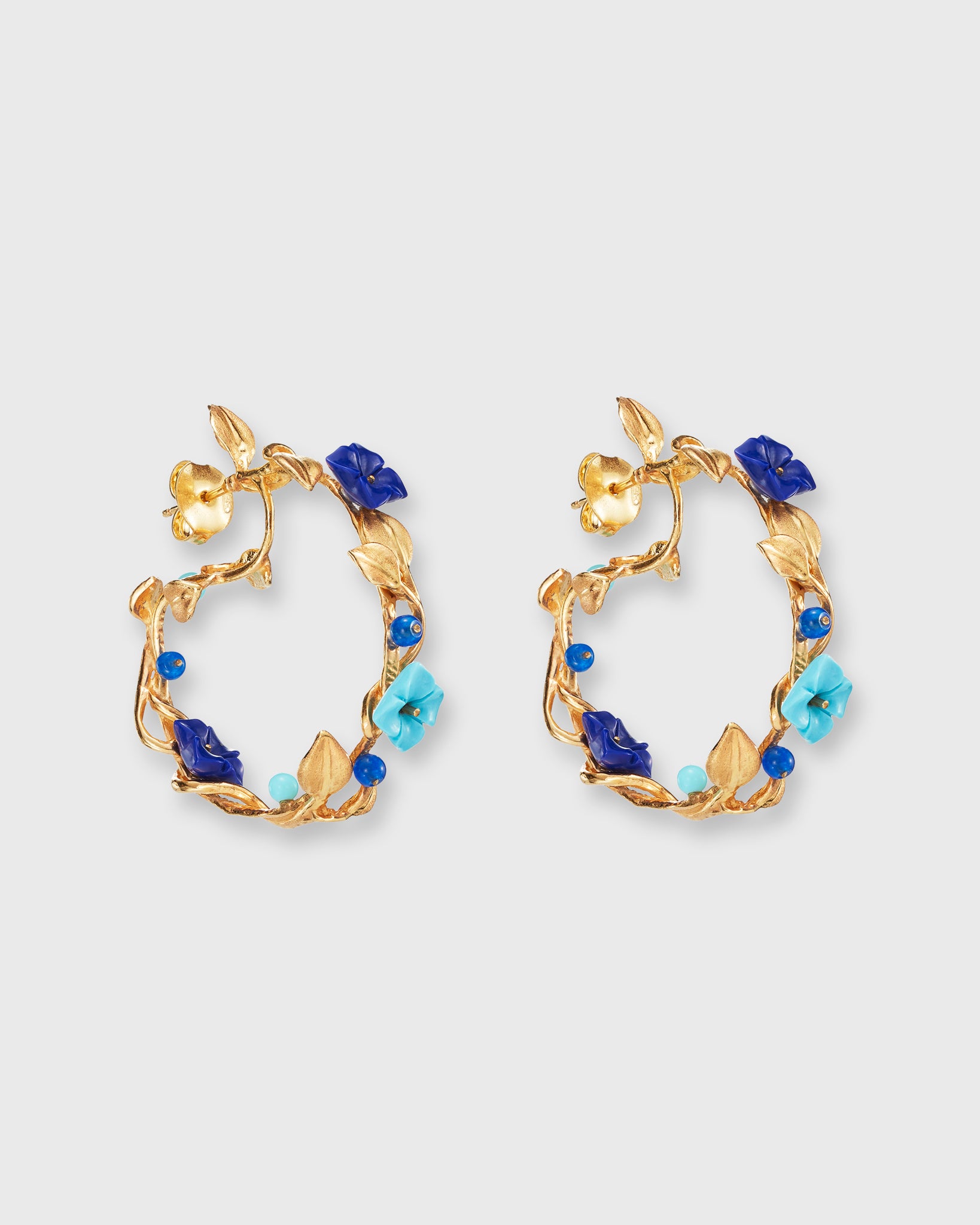 Mini Flower Whirl Earrings in Gold/Lapis/Turquoise