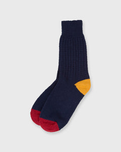 Waffle-Knit Socks in Navy