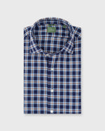 Load image into Gallery viewer, Slim-Fit Spread Collar Sport Shirt in Brown/Navy/Sky Plaid Poplin
