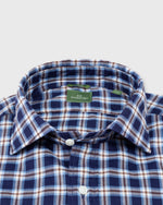 Load image into Gallery viewer, Slim-Fit Spread Collar Sport Shirt in Brown/Navy/Sky Plaid Poplin
